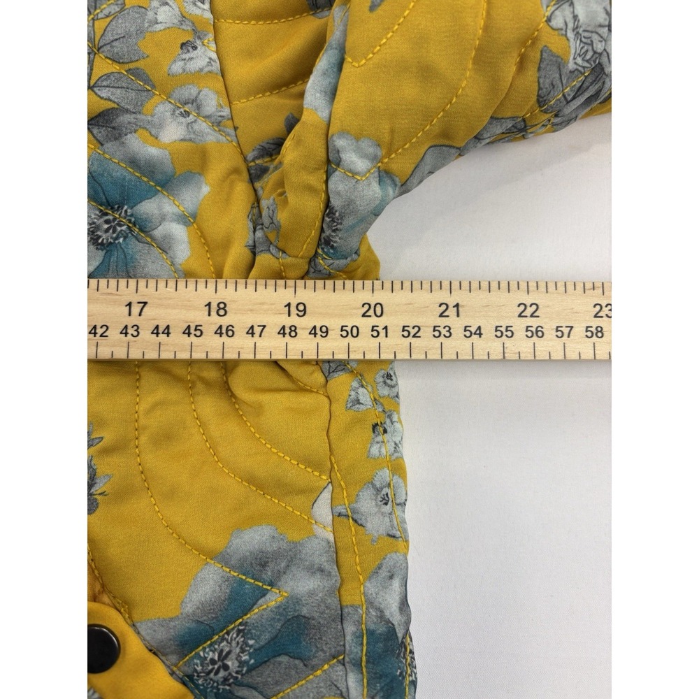 Elan Aubray Quilted Bomber Jacket Floral Print Yellow Gray Full Zip. Women's Med - Picture 10 of 16